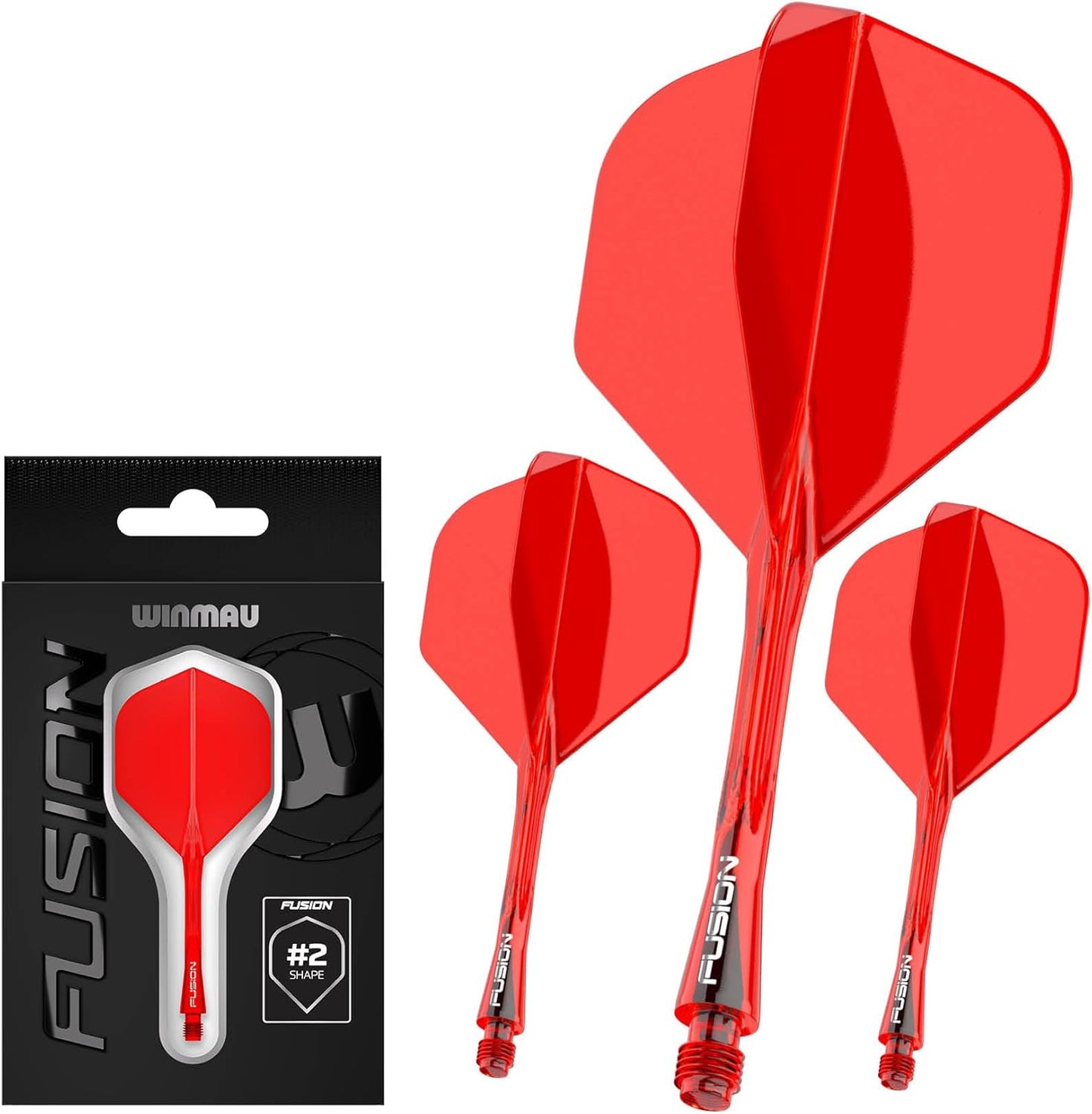 WINMAU Darts Fusion Integrated Flight & Shaft System - No.2 Shape and Design - Available in Short, Intermediate & Medium - Available in Variety of Colours