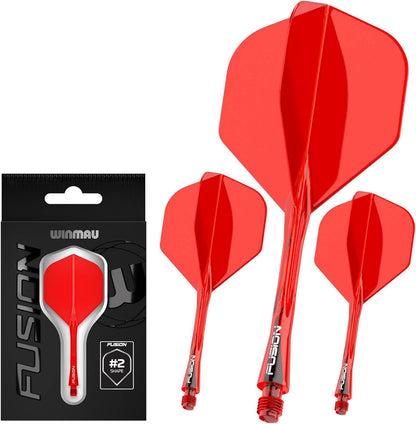 WINMAU Darts Fusion Integrated Flight & Shaft System - No.2 Shape and Design - Available in Short, Intermediate & Medium - Available in Variety of Colours