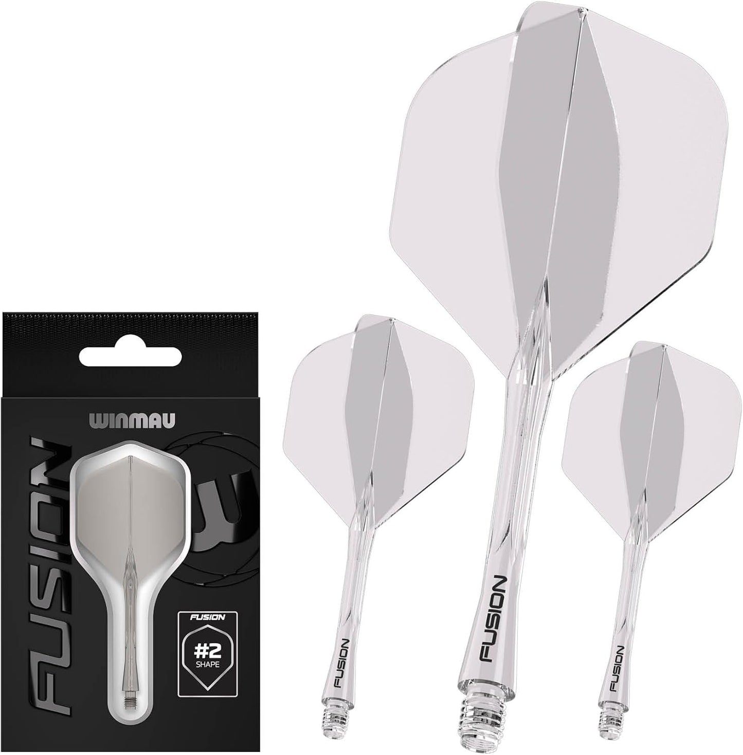WINMAU Darts Fusion Integrated Flight & Shaft System - No.2 Shape and Design - Available in Short, Intermediate & Medium - Available in Variety of Colours