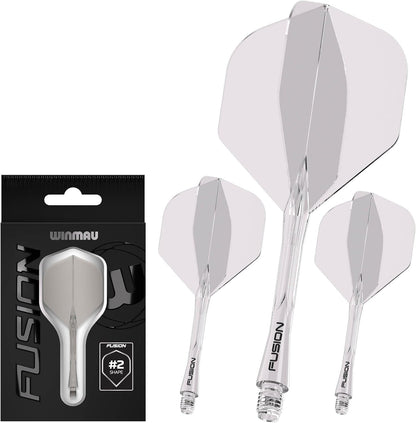 WINMAU Darts Fusion Integrated Flight & Shaft System - No.2 Shape and Design - Available in Short, Intermediate & Medium - Available in Variety of Colours