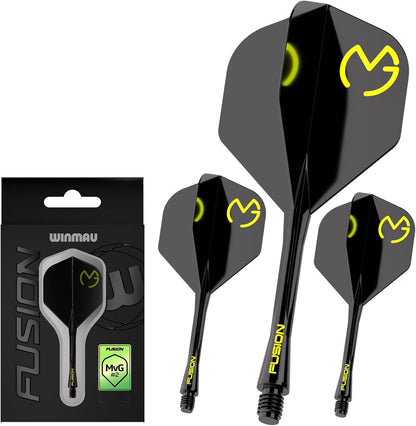 WINMAU Darts Fusion Integrated Flight & Shaft System - No.2 Shape and Design - Available in Short, Intermediate & Medium - Available in Variety of Colours