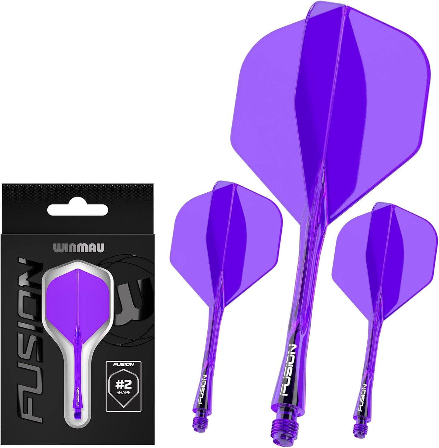 WINMAU Darts Fusion Integrated Flight & Shaft System - No.2 Shape and Design - Available in Short, Intermediate & Medium - Available in Variety of Colours