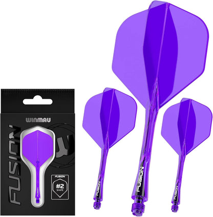 WINMAU Darts Fusion Integrated Flight & Shaft System - No.2 Shape and Design - Available in Short, Intermediate & Medium - Available in Variety of Colours