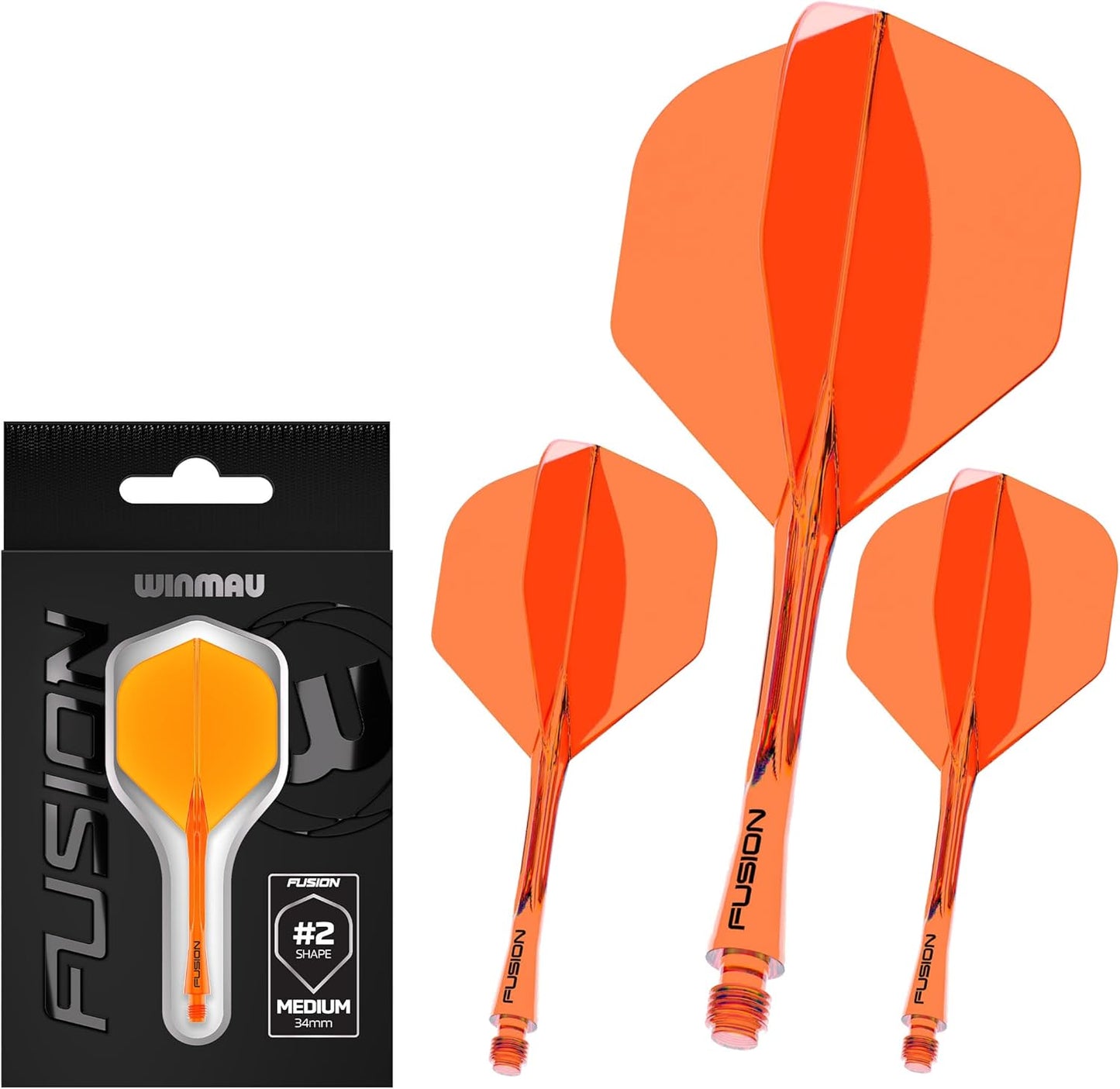 WINMAU Darts Fusion Integrated Flight & Shaft System - No.2 Shape and Design - Available in Short, Intermediate & Medium - Available in Variety of Colours