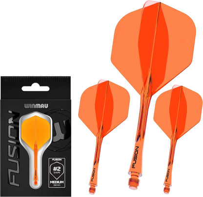 WINMAU Darts Fusion Integrated Flight & Shaft System - No.2 Shape and Design - Available in Short, Intermediate & Medium - Available in Variety of Colours