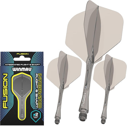 WINMAU Darts Fusion Integrated Flight & Shaft System - No.2 Shape and Design - Available in Short, Intermediate & Medium - Available in Variety of Colours