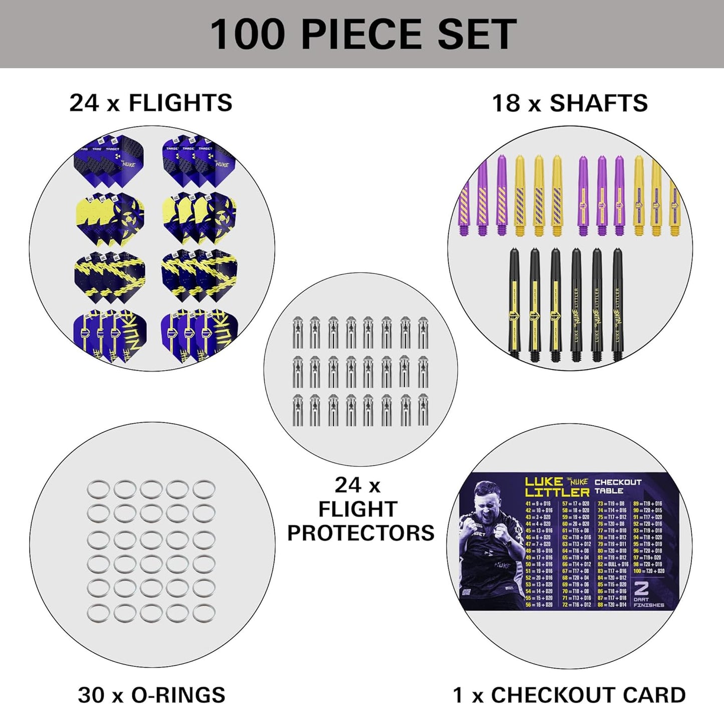 Target Darts Luke Littler Brass Dart Set with Fixed Steel Tip Points, 22G | Pro Grip Shafts & No.2 Pro Ultra Dart Flights | 100 Piece Professional Dart Set & Accessories for Any Player
