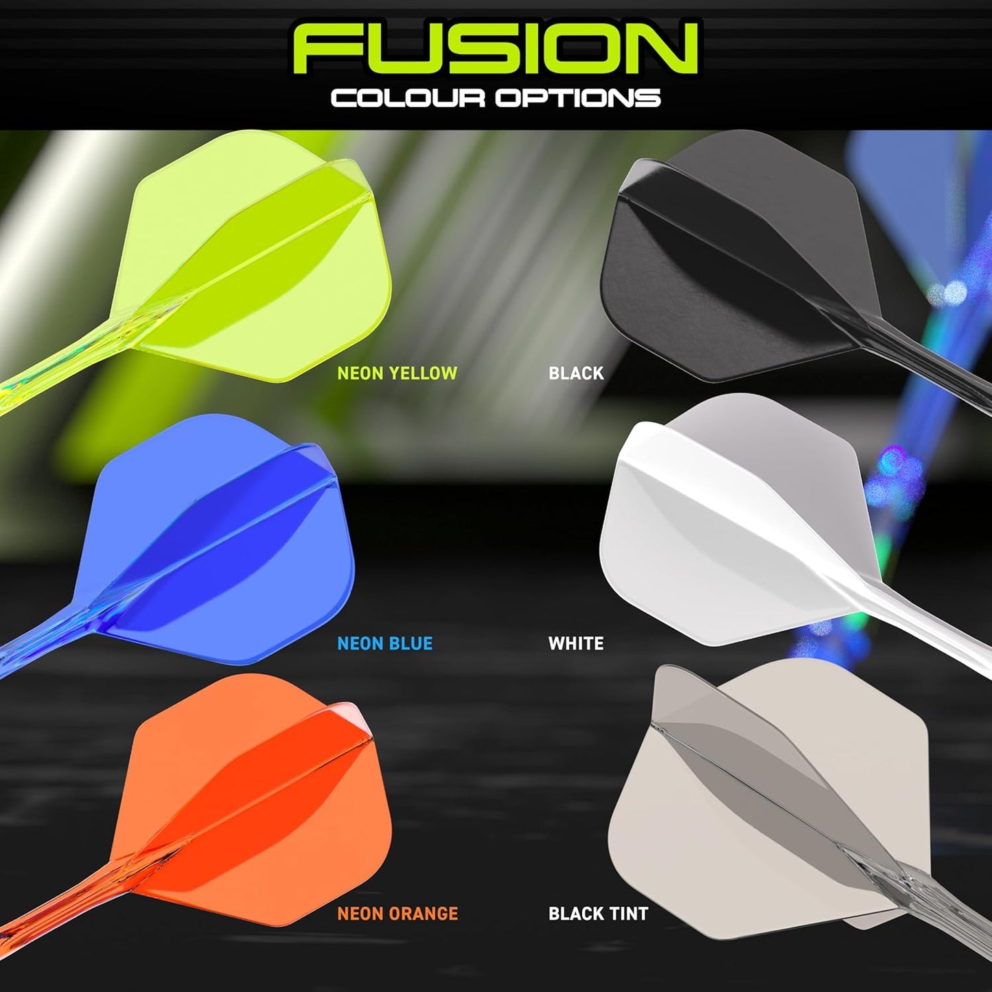 WINMAU Darts Fusion Integrated Flight & Shaft System - No.2 Shape and Design - Available in Short, Intermediate & Medium - Available in Variety of Colours